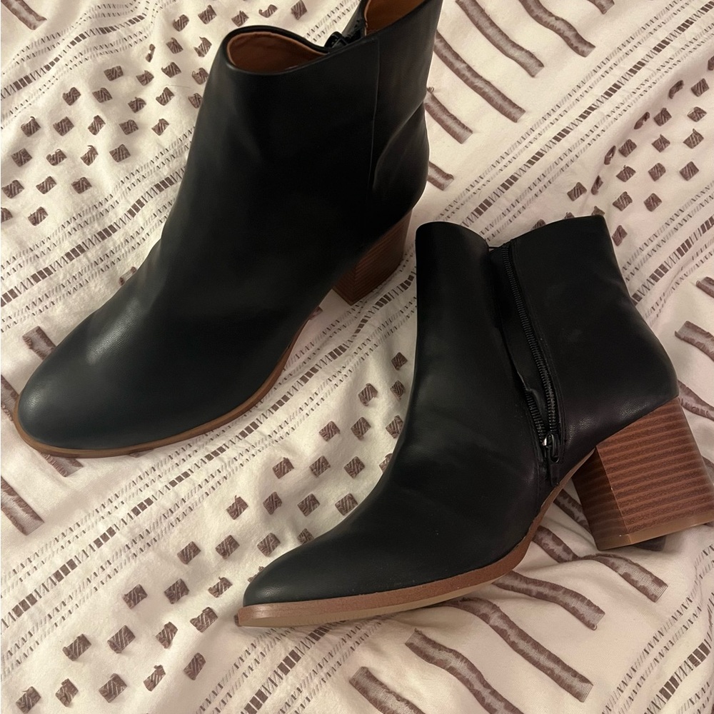 J. Crew Black Leather Ankle Boots NWOT